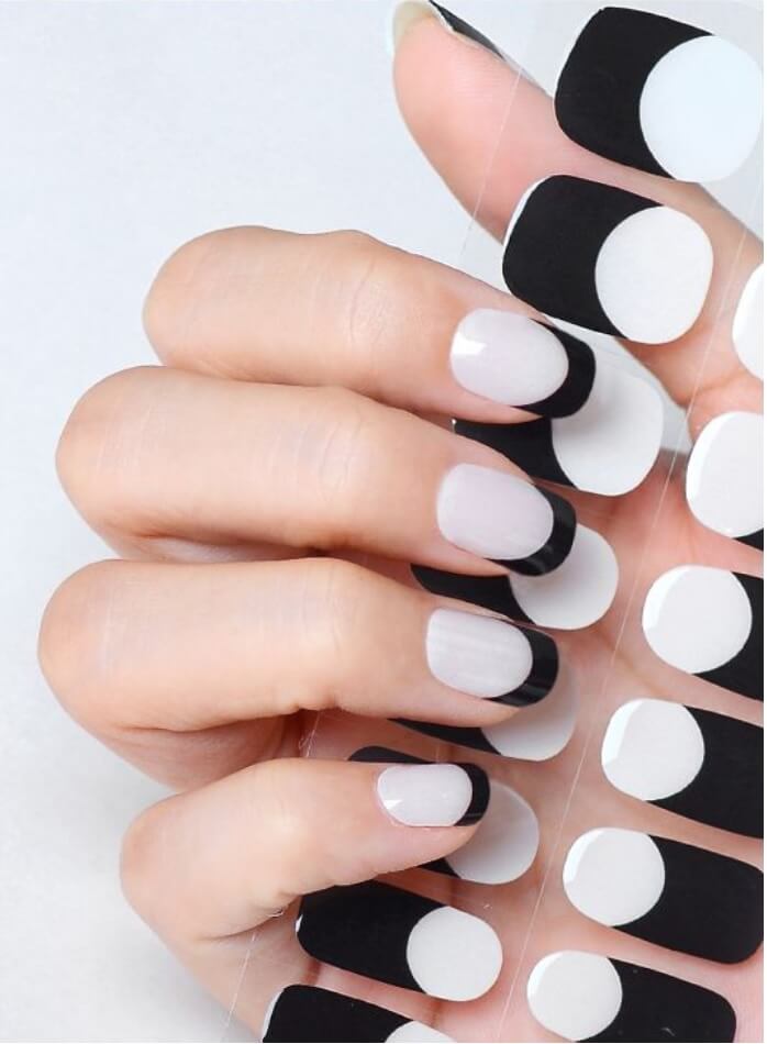 DearMira B&W French Tips-DMJK332 (Semi-Cured Gel-24pcs)