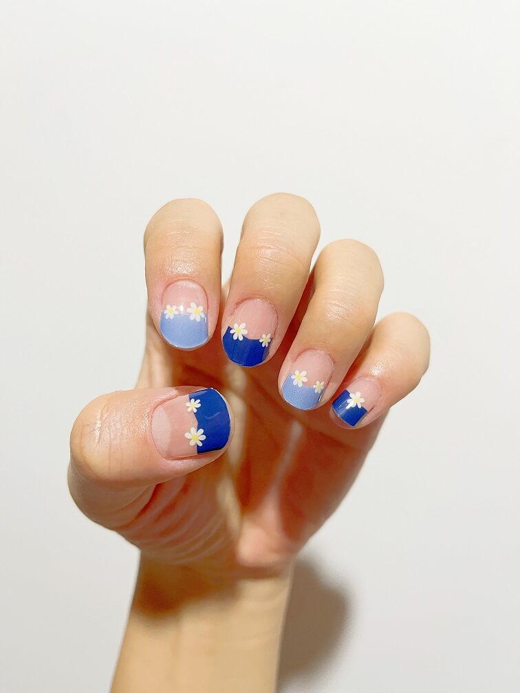 DearMira Floral Blue French-DMJK062 (Semi-Cured Gel-24pcs)