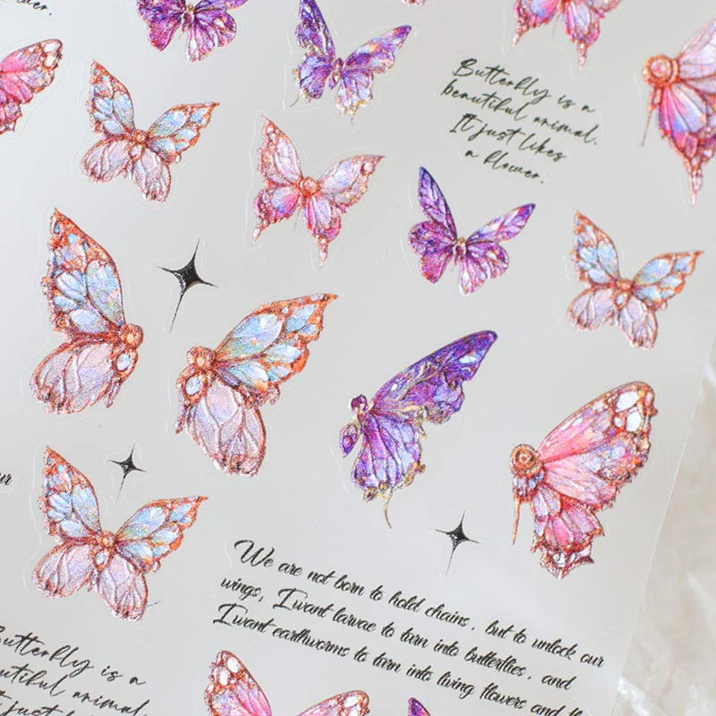 DearMira Pink Butterfly DIY Nail Art Sticker