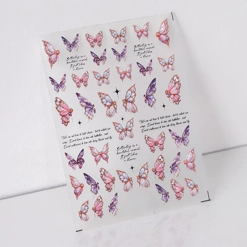 DearMira Pink Butterfly DIY Nail Art Sticker